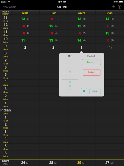 oh hell card game scoring